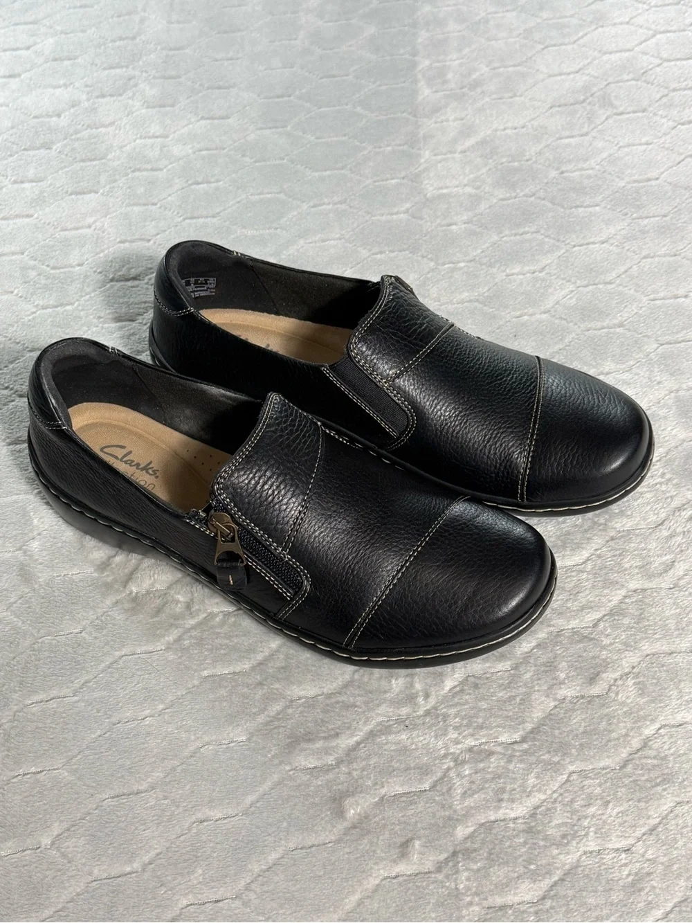 Clarks Collection Ultimate Comfort Black Leather Slip On Shoes 10M